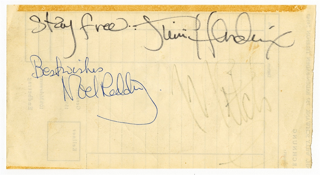 Jimi Hendrix Experience Band Signed Receipt (JSA & REAL)