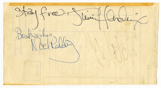 Jimi Hendrix Experience Band Signed Receipt (JSA & REAL)