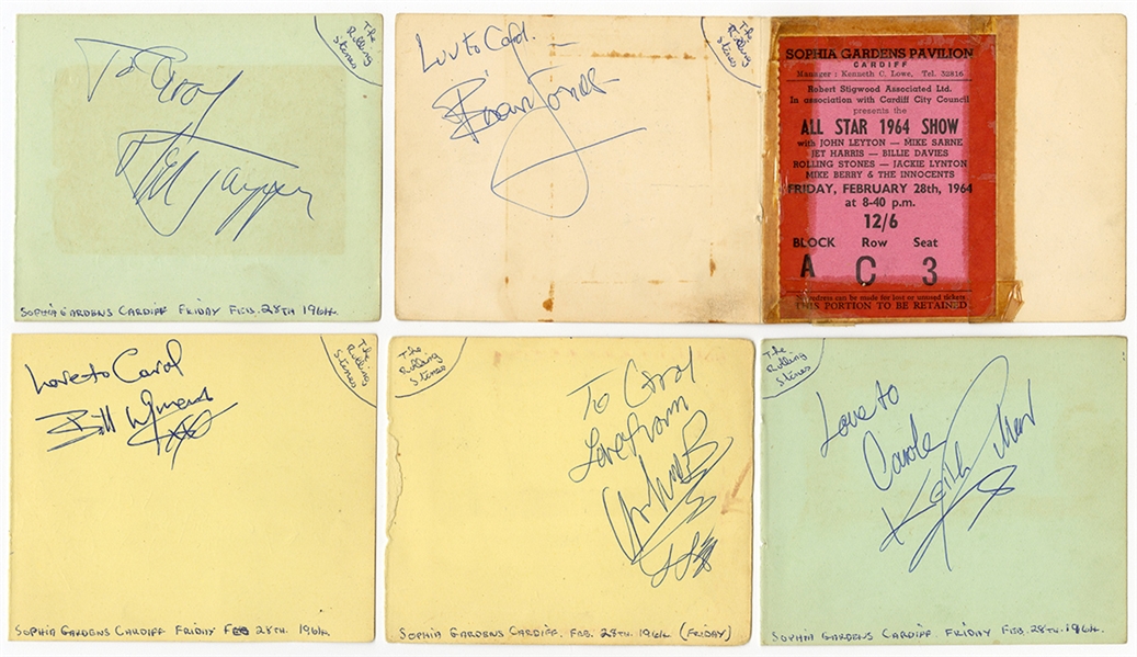 The Rolling Stones Signed Cuts (5) with Brian Jones (REAL)