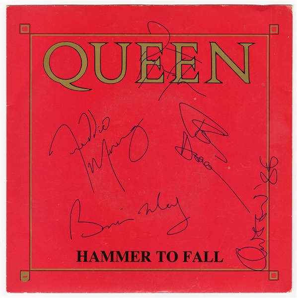 Queen Signed “Hammer to Fall” 45 Record Sleeve (REAL)