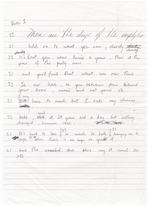 George Michael “Praying for Time” Original Working Handwritten Lyrics