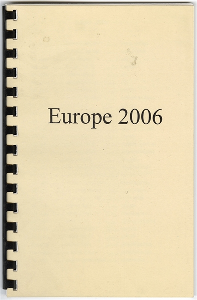 Bob Dylan Original Europe 2006 Concert Tour Used Itinerary Book