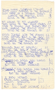 INXS Michael Hutchence Handwritten “Old World New World” Lyrics