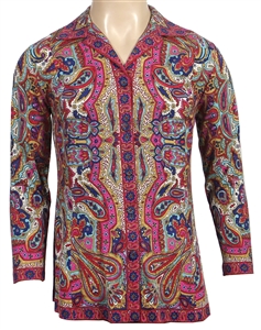 Janis Joplin Stage Worn & Owned Pink Multi-Colored Paisley Shirt