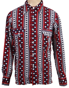 "American Pie" Don McLean Stage Worn and Owned Iconic Red, White and Blue Stars & Stripes Shirt