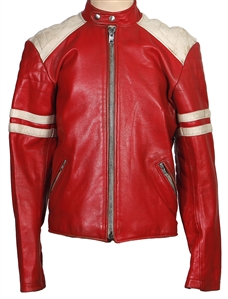 Brad Pitt Tyler Durden Fight Club Screen Worn Red & White Leather Motorcycle Jacket (Film Director Provenance)