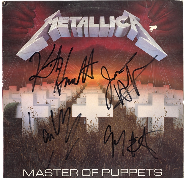 Metallica Band Signed “Master of Puppets” Album with Cliff Burton (REAL)