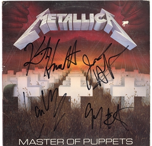 Metallica Band Signed “Master of Puppets” Album with Cliff Burton (REAL)