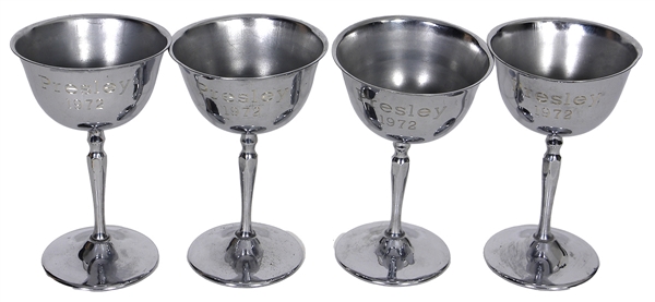 Elvis Presley Owned & Used "Presley 1972" Engraved Martini Glasses