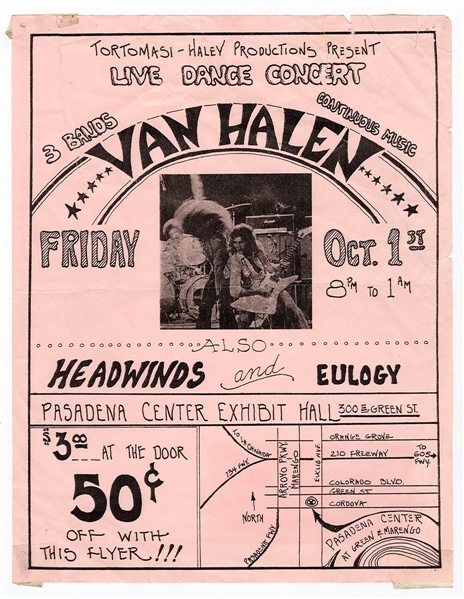 Van Halen Ultra Rare 10/1/1976 Original Concert Flyer