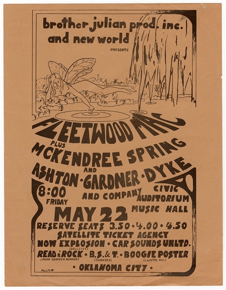 Fleetwood Mac Original 1972 Concert Flyer