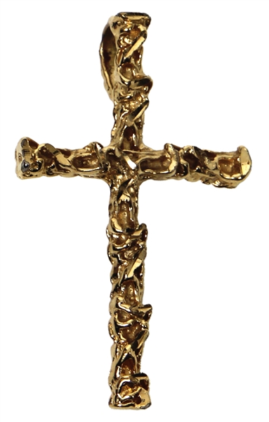 Elvis Presley Owned and Worn Gold Plated Cross Pendant