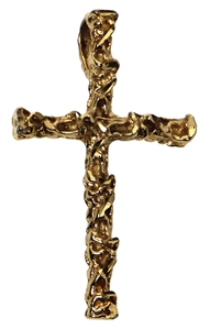 Elvis Presley Owned and Worn Gold Plated Cross Pendant