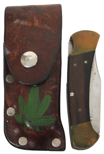 Jerry Garcia Owned and Used Pocket Knife with Marijuna Leaf Holder