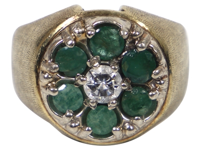 Elvis Presley Owned & Worn 14kt Gold Emerald & Diamond Pinky Ring