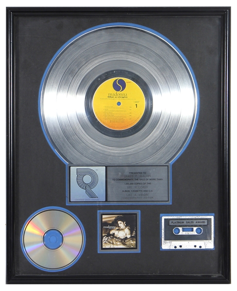 Madonna "Like A Virgin" Original RIAA Platinum Certified Sales Award