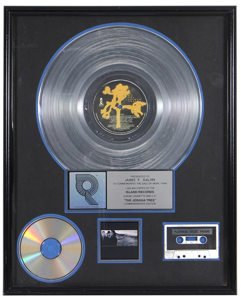 U2 "Joshua Tree" Original RIAA Platinum Certified Sales Award