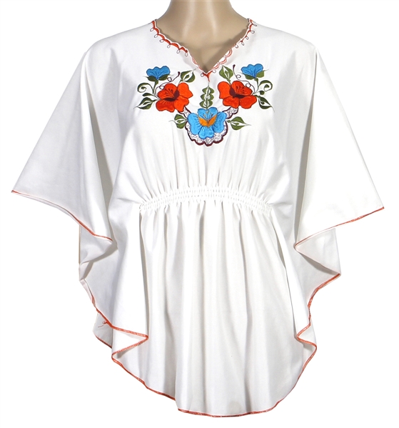 Janis Joplin Owned & Worn Embroidered Butterfly-Sleeve Blouse