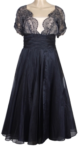 Marilyn Monroe Owned & Worn 1950s Midnight Blue Illusion Lace and Full Taffeta Dress