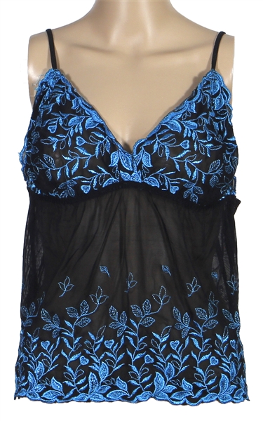 Britney Spears "How I Met Your Mother" Production Worn Electric Blue Embroidered Black Lingerie Top