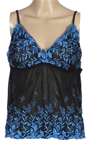 Britney Spears "How I Met Your Mother" Production Worn Electric Blue Embroidered Black Lingerie Top