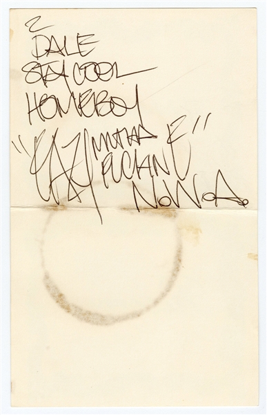 N.W.A. Eazy-E Signed “Reserved” Party Card (JSA)