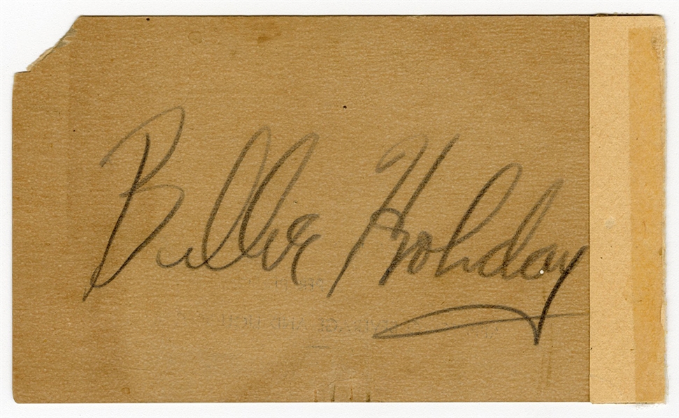 Billie Holiday Signed “Club Downbeat” Card