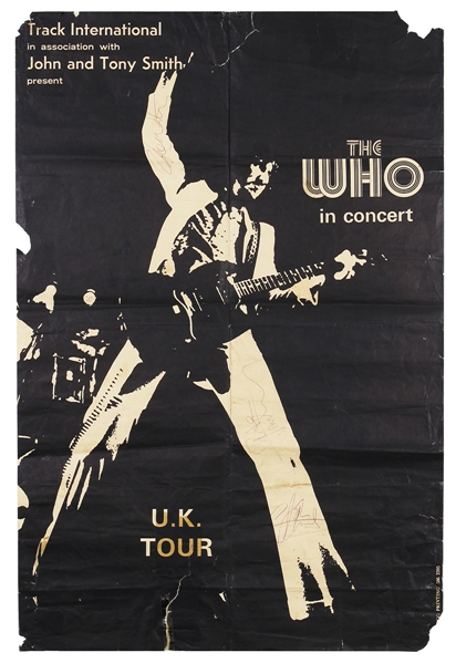 The Who Ultra Rare Circa 1971 Signed U.K. Concert Poster With Keith Moon! (REAL)