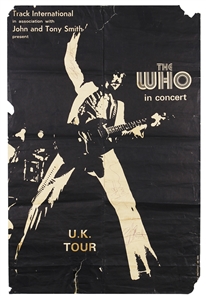 The Who Ultra Rare Circa 1971 Signed U.K. Concert Poster With Keith Moon! (REAL)