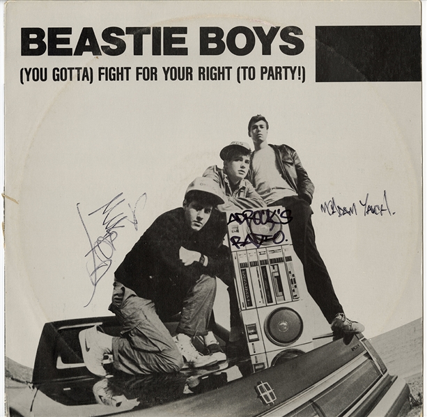 The Beastie Boys Signed "(You Gotta) Fight for your Right (to Party!)" Rare Promotional 12" 45 Record (JSA)