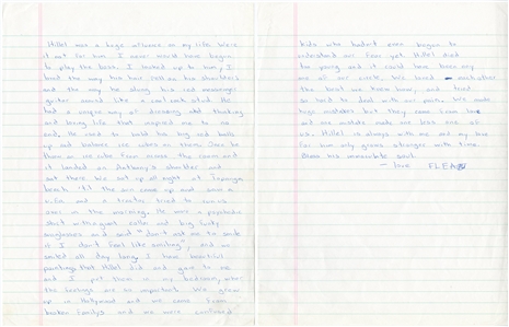 Flea Incredible Handwritten & Signed Message Featured In Book About Hillel Slovak - Discussing Loss of Hillel & Influence of Music (JSA)