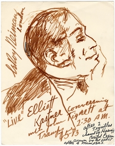 LeRoy Neiman Original Portrait of Elliott Kastner With Handwritten Notes