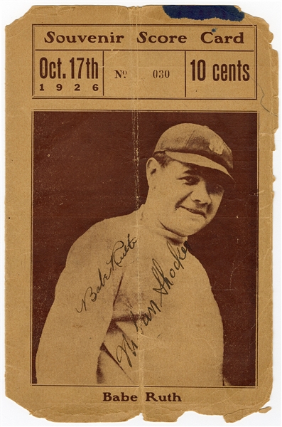 Babe Ruth & Urban Shocker Boldly Signed 1926 Barnstorming Program (PSA/DNA)