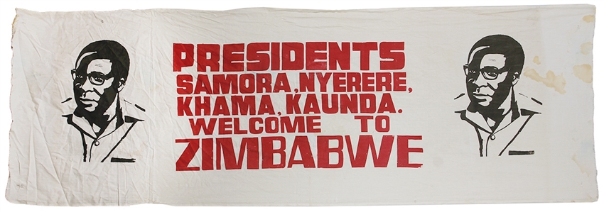 Bob Marley 4/18/1980 Zimbabwe Stage Used Independence Banner - Featured In “One Love” Video