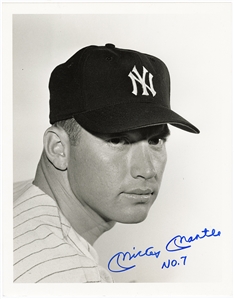 Mickey Mantle Signed Photograph With “No 7” Inscription