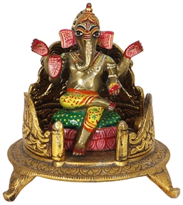 George Harrison Owned and Used Hand-Forged Brass and Hand-Painted Hindu God Ganesh