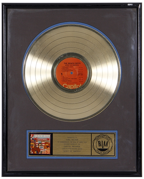 The Beach Boys Official RIAA Gold Disc Award Presented To Carl Wilson