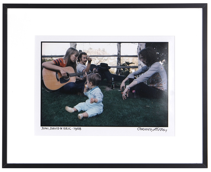 Joni Mitchell, David Crosby & Eric Clapton 1968 Photograph Signed by Photographer