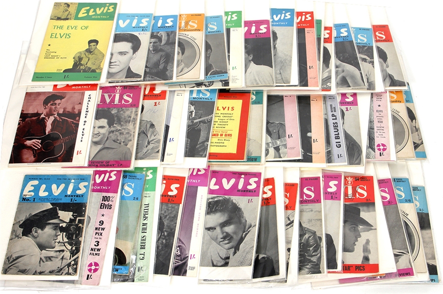 Lot of 44 Elvis Presley Monthly Magazines