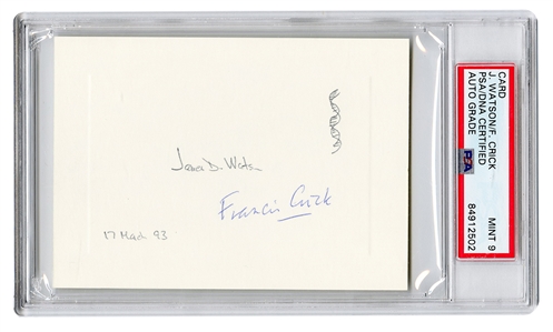 Watson and Crick Signed DNA Sketch (PSA 9 MINT)