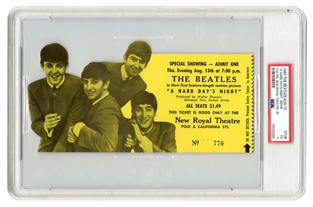 The Beatles “A Hard Day’s Night” 8/13/1964 Movie Ticket Stub (PSA EX 5)