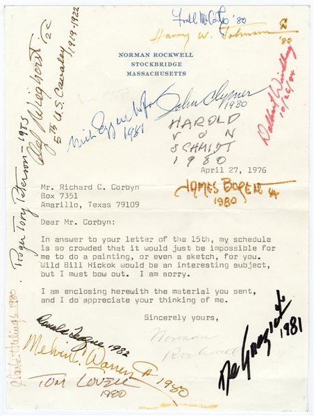 Norman Rockwell Signed 1976 Typed Letter