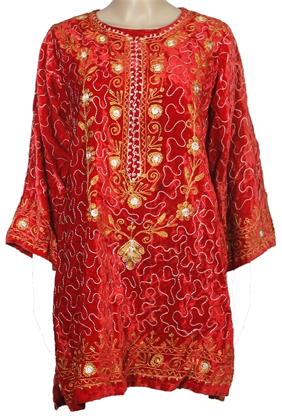 Janis Joplin Owned & Worn Red Velvet Indian Style Dress