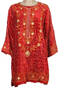 Janis Joplin Owned & Worn Red Velvet Indian Style Dress