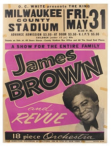 James Brown Original 5/31/1967 Milwaukee Auditorium Globe Concert Poster