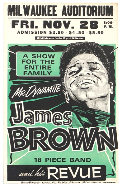 James Brown Original 11/28/1968 Milwaukee Auditorium Globe Concert Poster