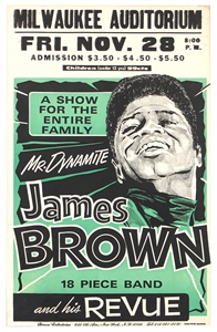 James Brown Original 11/28/1968 Milwaukee Auditorium Globe Concert Poster