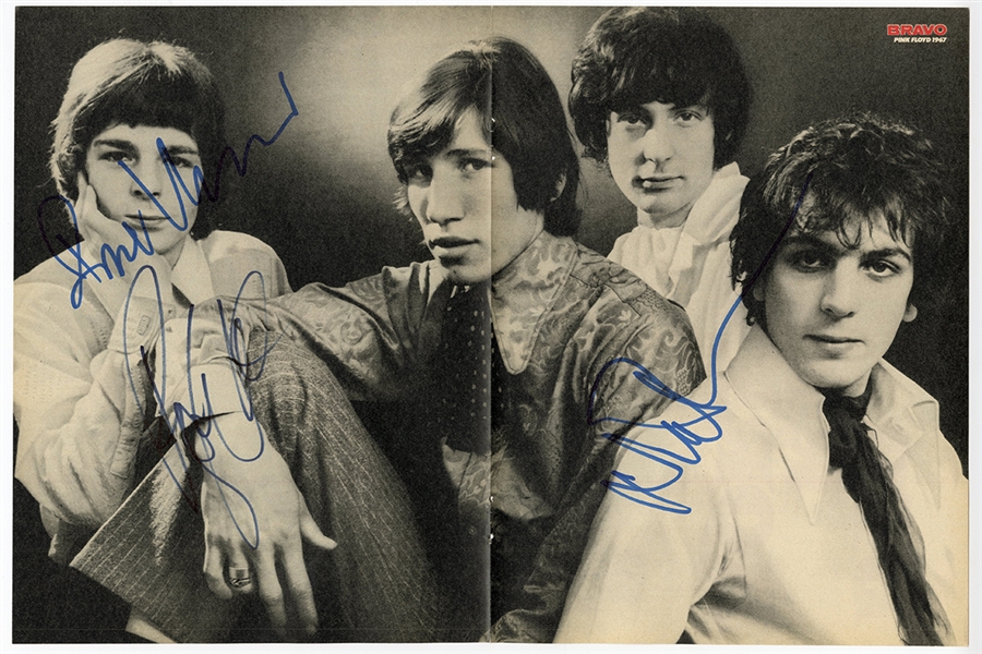 Pink Floyd (3) Signed Oversized Magazine Fold-Out Photograph