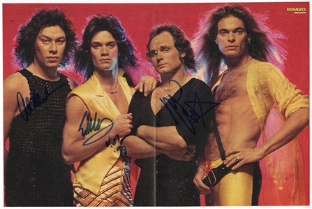 Van Halen (3) Signed Oversized Magazine Fold-Out Photograph (REAL)