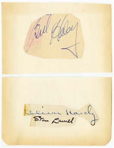 Stan Laurel, Oliver Hardy & Bill Haley Signed Cuts